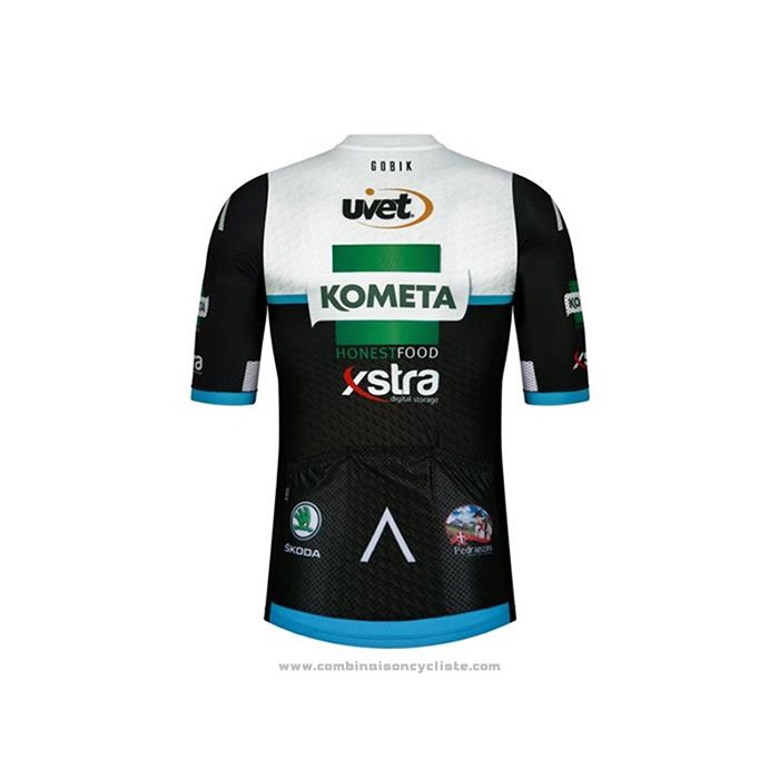 2020 Maillot Cyclisme Kometa Xstra Noir Blanc Vert Manches Courtes et Cuissard